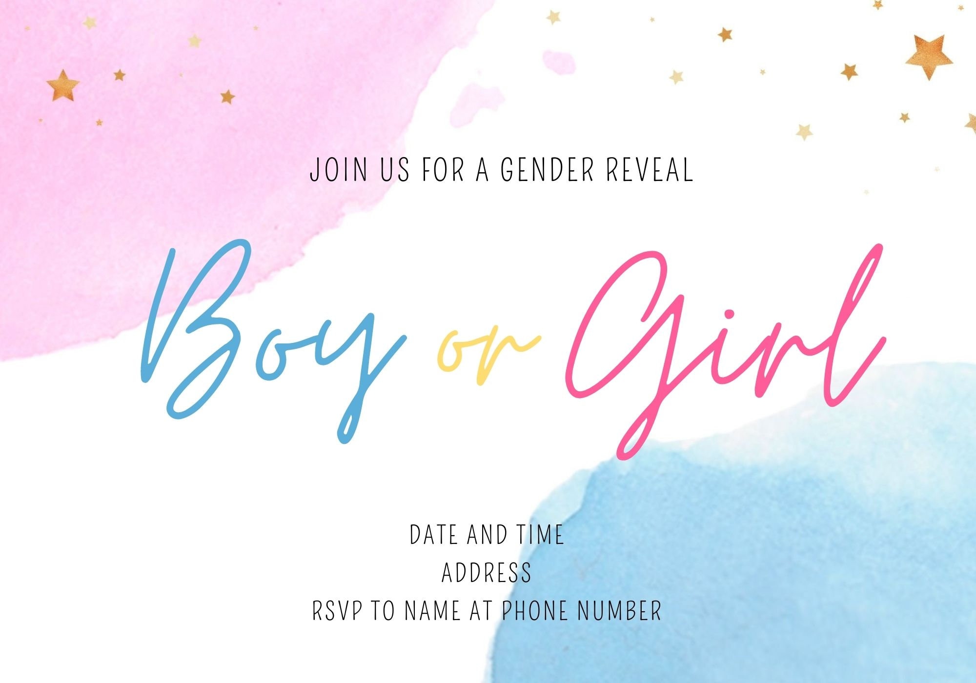 Custom Printable Gender Reveal Invitation, Downloadable Gender Reveal ...