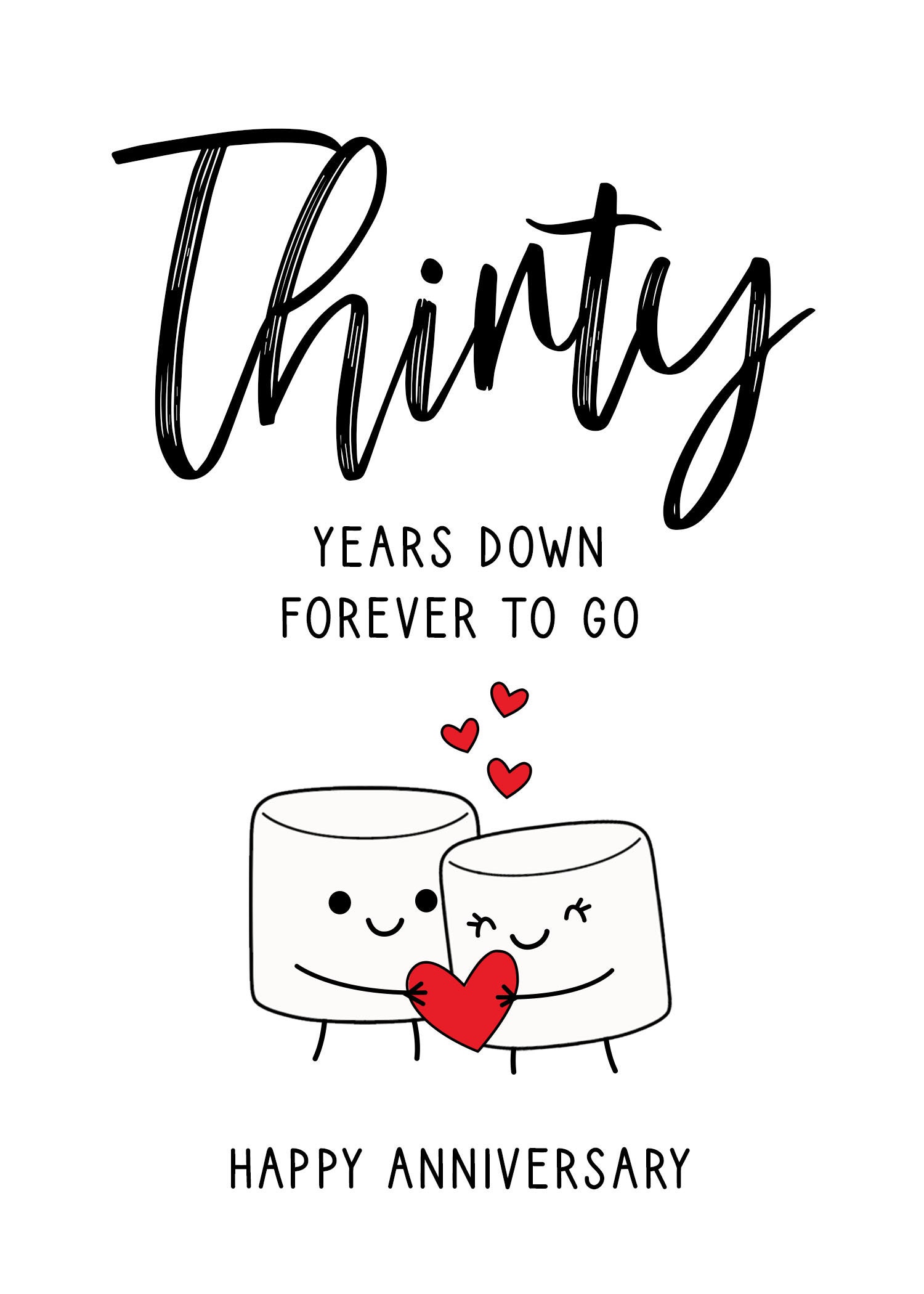 30th Anniversary Card, Printable Anniversary Card, Thirtieth ...