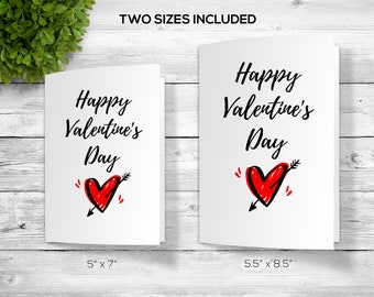 Printable Happy Valentine's Day Greeting Card, Downloadable Happy Valentine's Day Greeting Card, Card for Valentine, Gift for Valentine