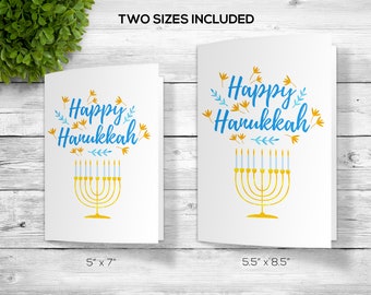 Happy Hanukkah Greeting Card, Printable Happy Hanukkah Greeting Card, Downloadable Happy Hanukkah Greeting Card, Card for Hanukkah