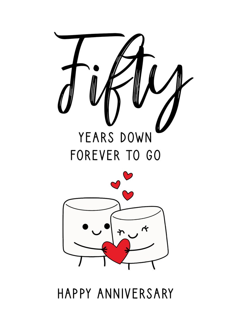50th Anniversary Card, Printable Anniversary Card, Fiftieth Anniversary ...