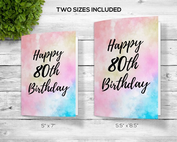 Custom Printable 80th Birthday Greeting Downloadable 80th - Etsy