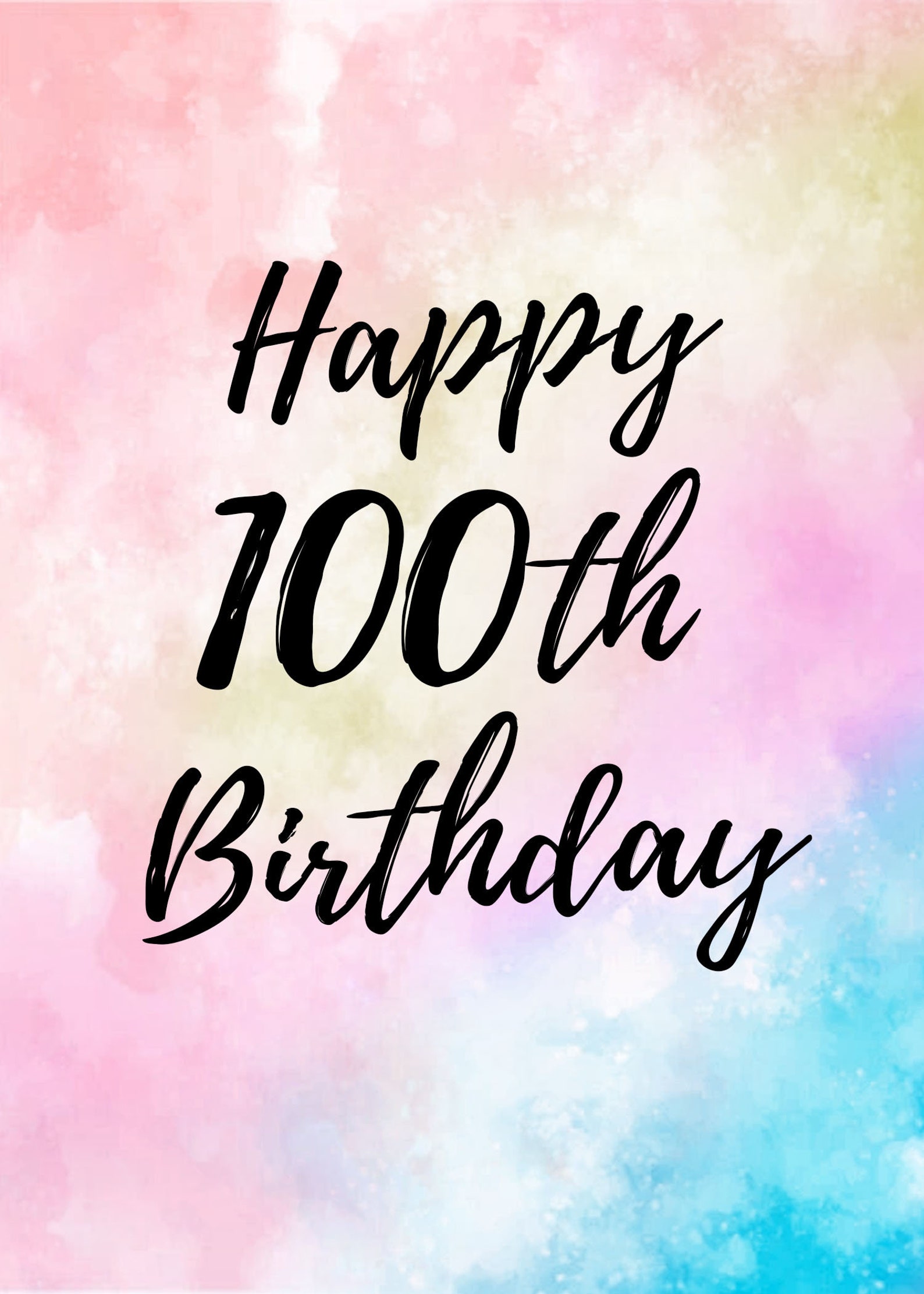 Custom Printable 100th Birthday Greeting Downloadable 100th Birthday