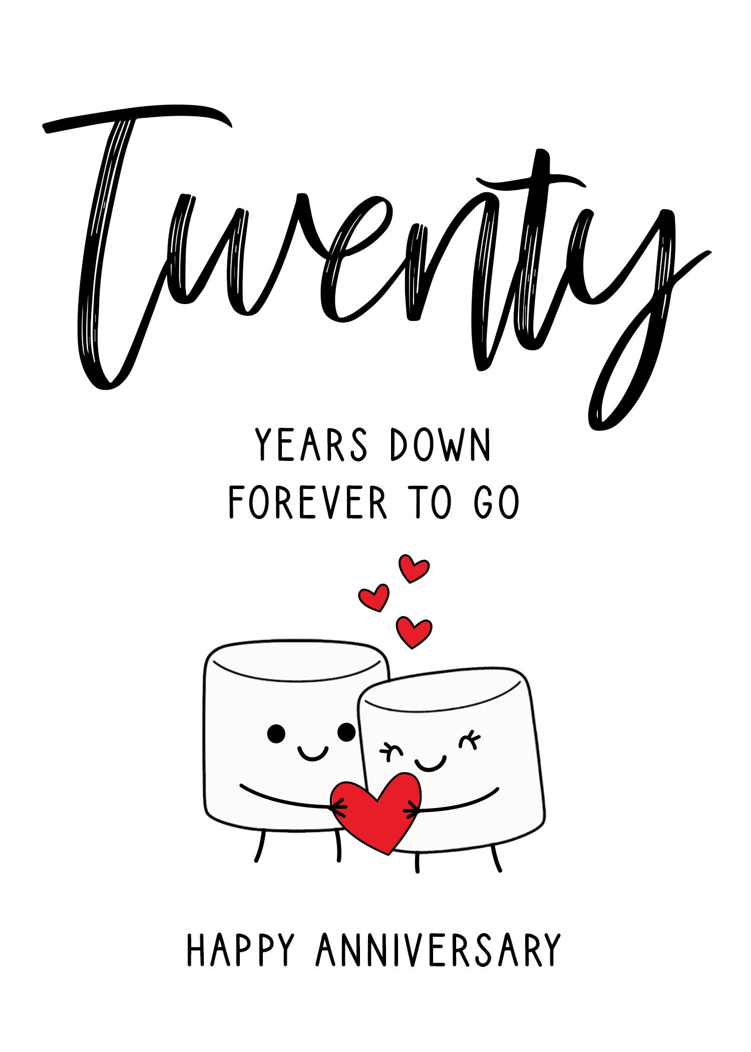 20th Anniversary Card Printable Anniversary Card Twentieth Anniversary Anniversary Card Card