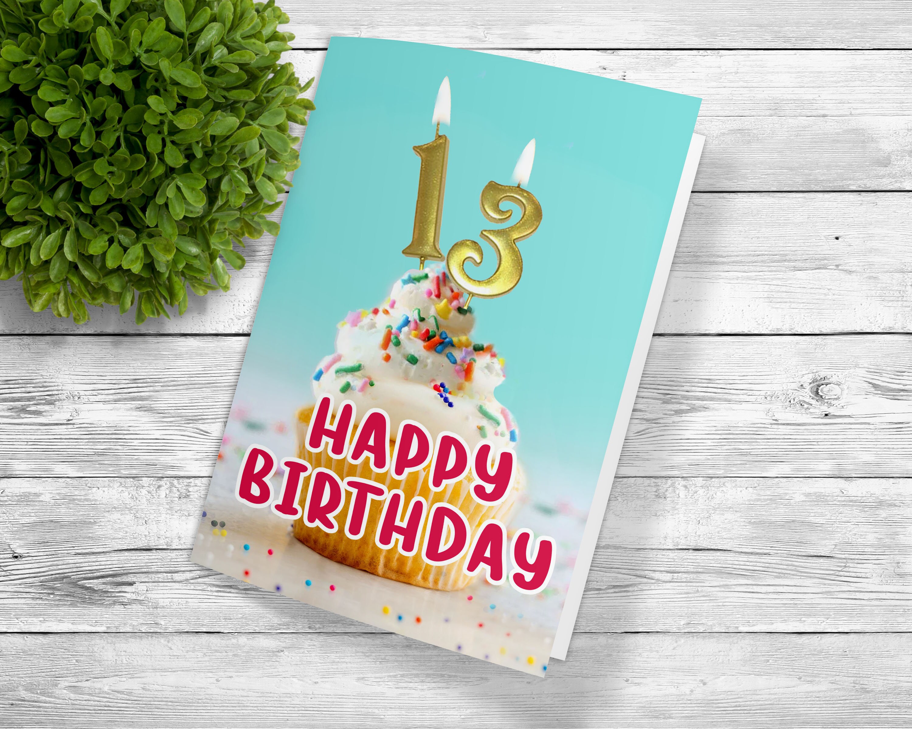 Custom Printable 13th Birthday Greeting, Downloadable 13th Birthday ...