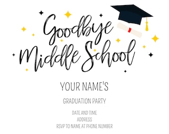 Custom Printable Middle School Graduation Invitation, Downloadable Middle School Graduation Invitation, Middle School Graduation Invitation