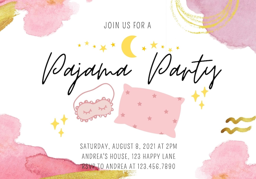 Custom Printable Pajama Party Invitation, Downloadable Pajama Party ...