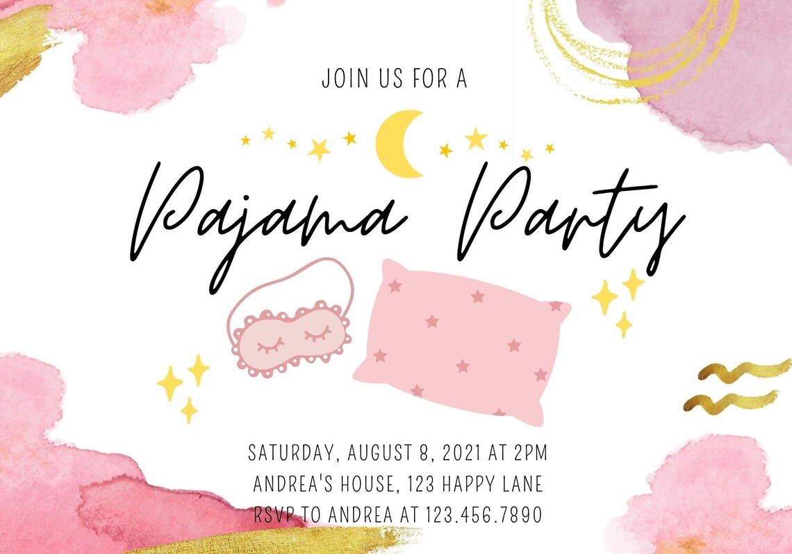 Custom Printable Pajama Party Invitation, Downloadable Pajama Party Invitation, Pajama Party