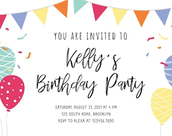 Custom Printable Birthday Invitation, Downloadable Birthday Invitation, Birthday Invitation Printable Cards