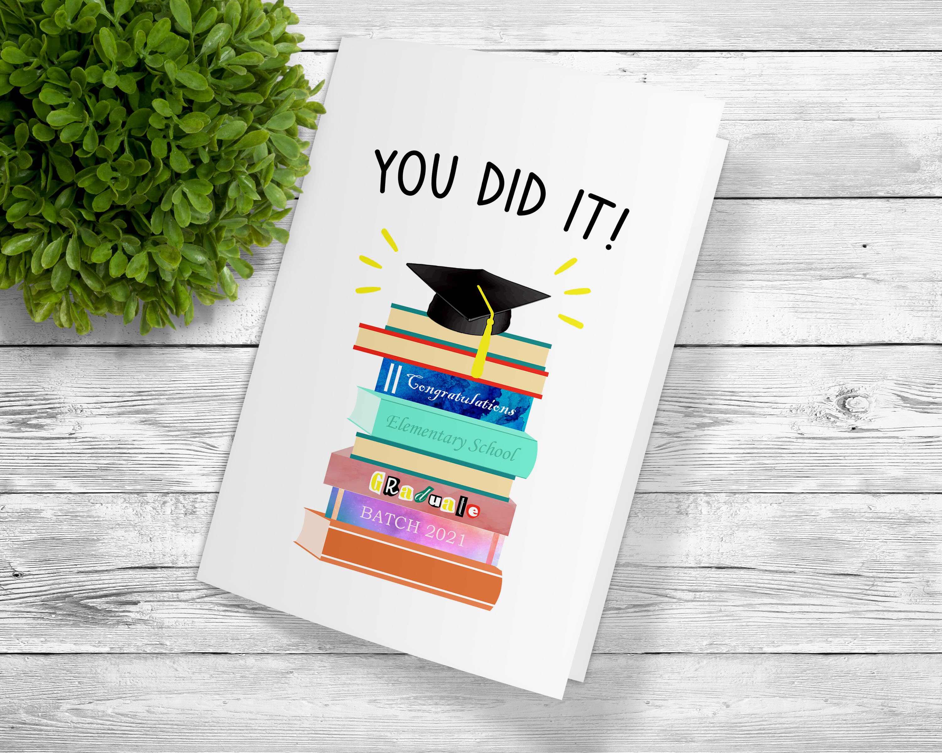 Custom Printable Elementary School Graduation Greeting, Downloadable ...