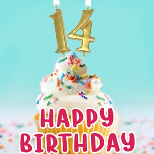 Custom Printable 14th Birthday Greeting, Downloadable 14th Birthday ...