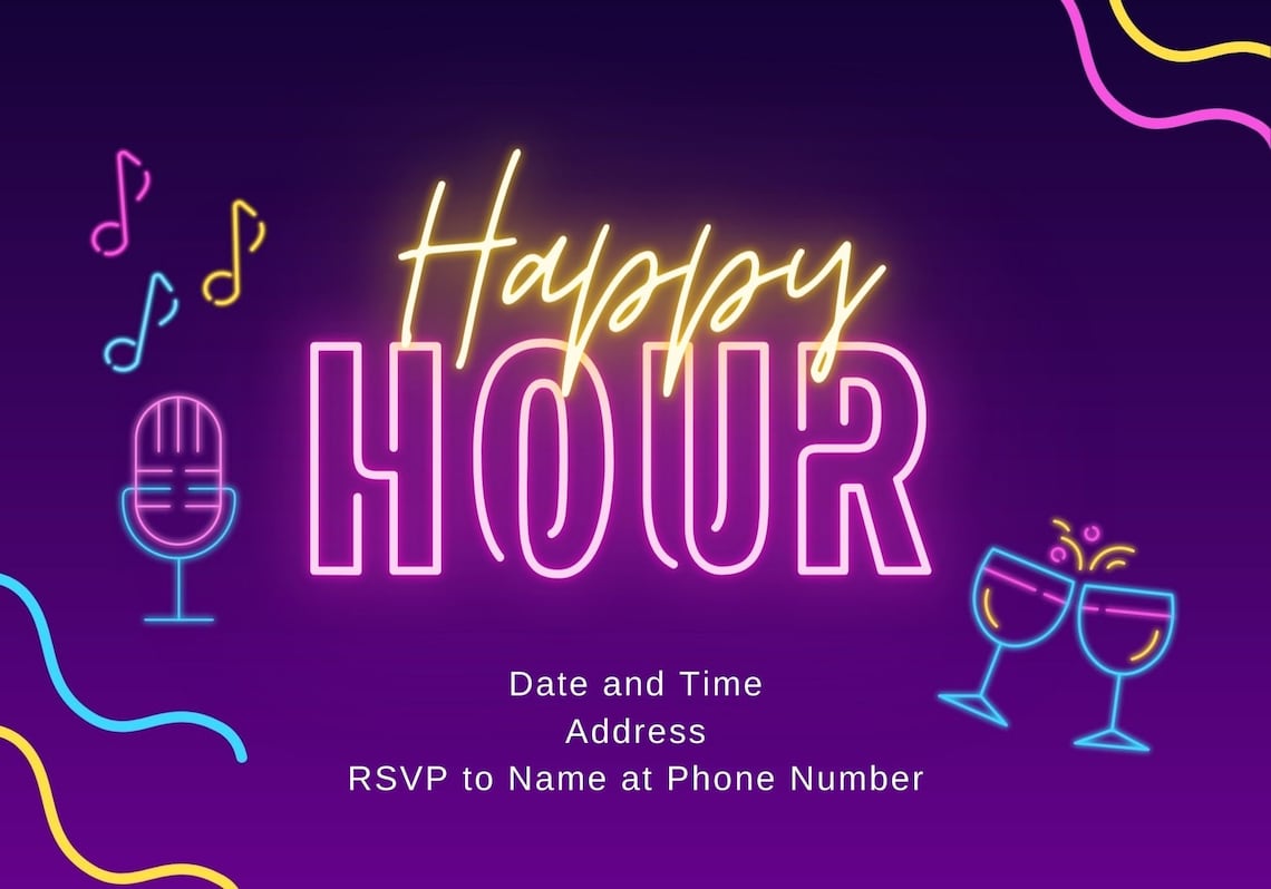 Custom Printable Happy Hour Invitation, Downloadable Happy Hour