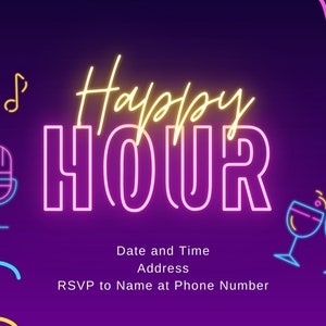 Aangepaste afdrukbare Happy Hour uitnodiging, downloadbare Happy Hour uitnodiging, Happy Hour afdrukbare uitnodiging, Happy Hour cadeau idee