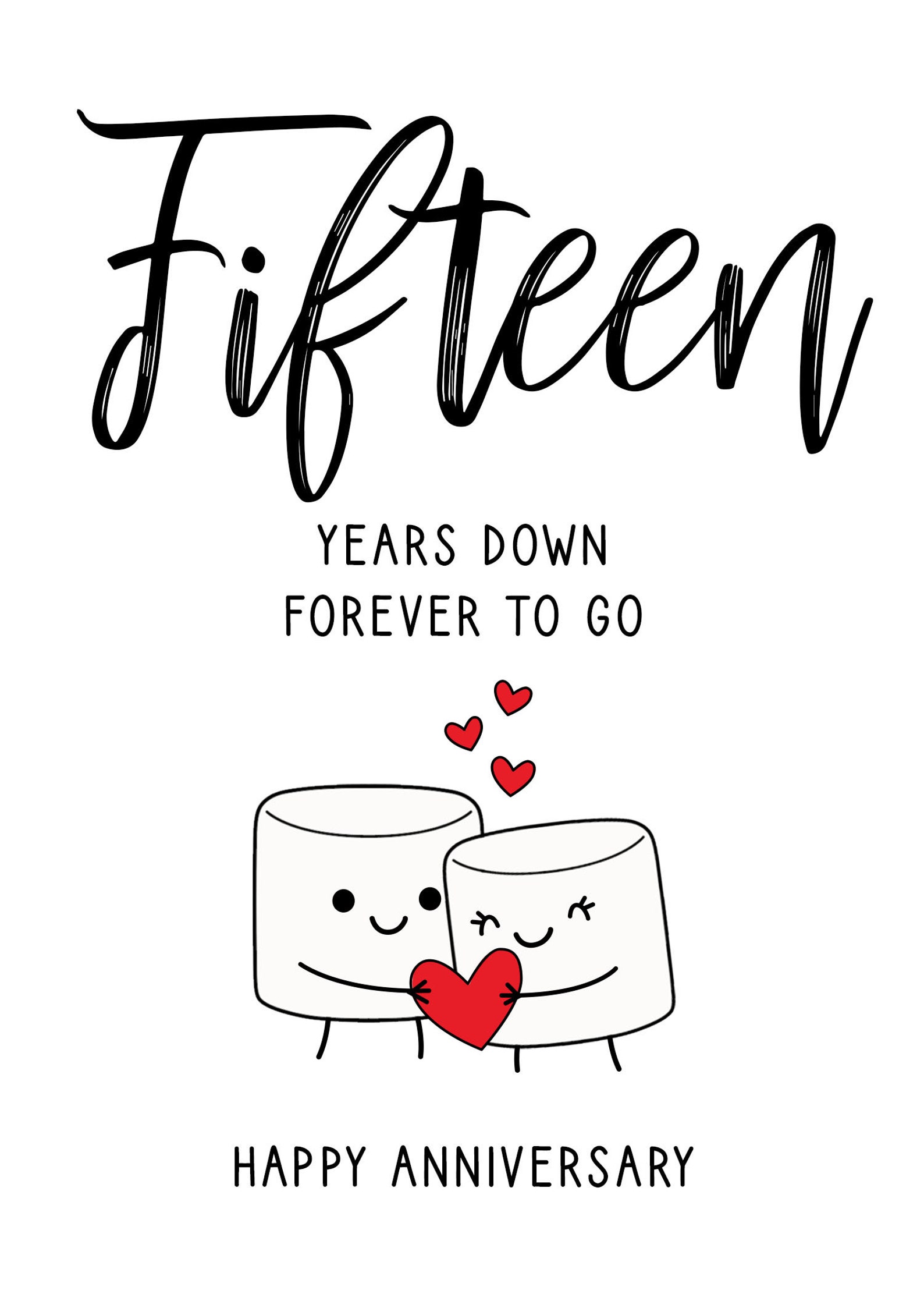 15th Anniversary Card Printable Anniversary Card Fifteenth - Etsy