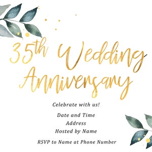 Custom Printable 35th Wedding Anniversary Invitation, Downloadable 35th Wedding Anniversary Invitation, 35th Wedding Anniversary Invitation