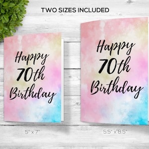 Custom Printable 70th Birthday Greeting, Downloadable 70th Birthday Greeting Cards, 70th Birthday Greeting Printable Cards