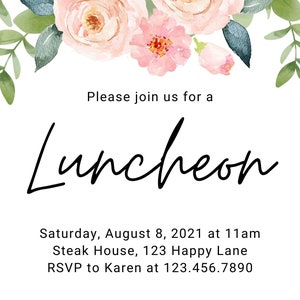 Custom Printable Luncheon Invitation, Downloadable Luncheon Invitation, Luncheon Printable Invitation, Luncheon Gift Idea