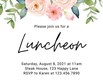 Custom Printable Luncheon Invitation, Downloadable Luncheon Invitation, Luncheon Printable Invitation, Luncheon Gift Idea