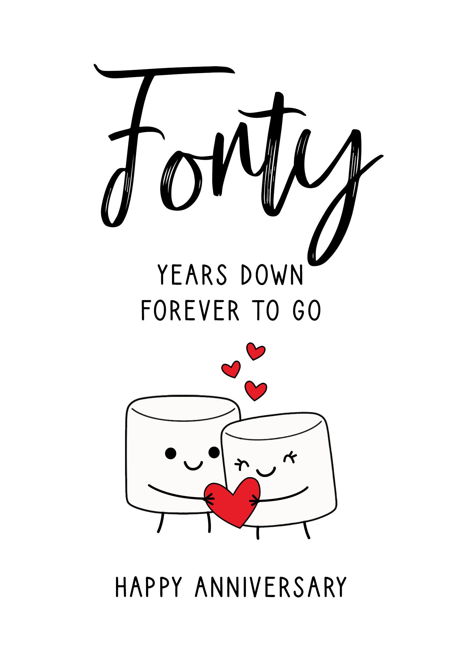 40th Anniversary Card, Printable Anniversary Card, Fortieth Anniversary ...