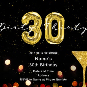 Custom Printable 30th Birthday Invitation, Downloadable 30th Birthday ...