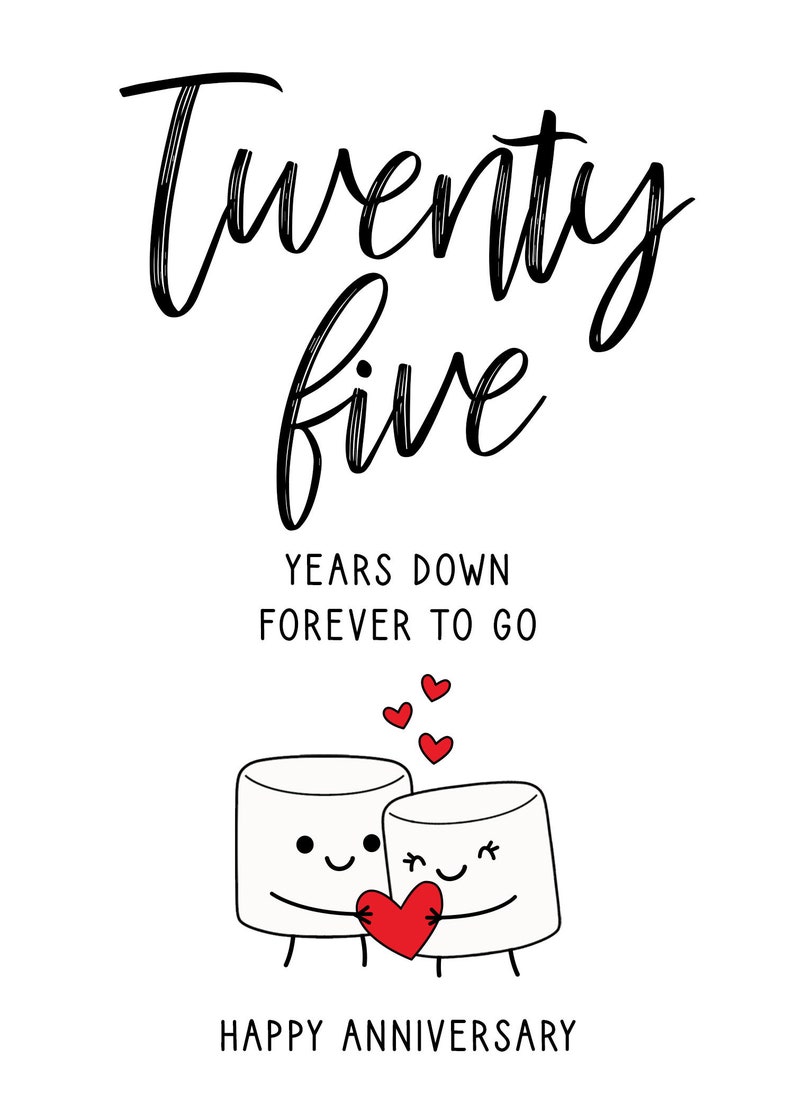 25th Anniversary Card, Printable Anniversary Card, Twenty-fifth ...