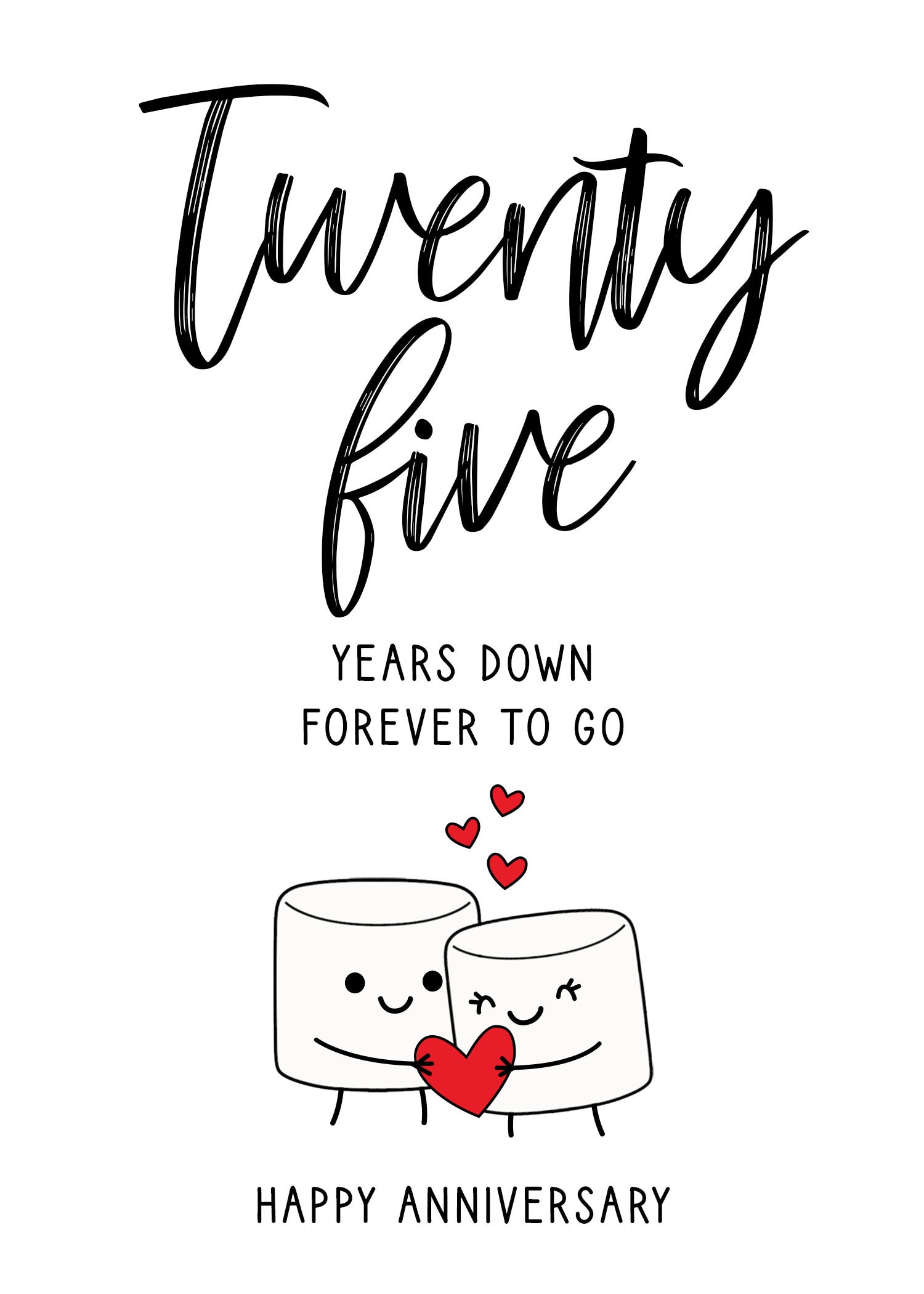 25th Anniversary Card, Printable Anniversary Card, Twenty-fifth ...