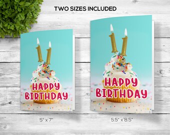 Custom Printable 11th Birthday Greeting, Downloadable 11th Birthday Greeting Cards, 11th Birthday Greeting Printable Cards
