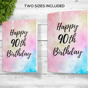 Custom Printable 90th Birthday Greeting, Downloadable 90th Birthday Greeting Cards, 90th Birthday Greeting Printable Cards