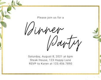 Custom Printable Dinner Party Invitation, Downloadable Dinner Party Invitation, Dinner Party Printable Invitation, Dinner Party Gift Idea