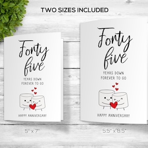 Tarjeta del 45 aniversario, tarjeta de aniversario imprimible, cuadragésimo quinto aniversario, tarjeta de aniversario, tarjeta para el marido, tarjeta para la esposa