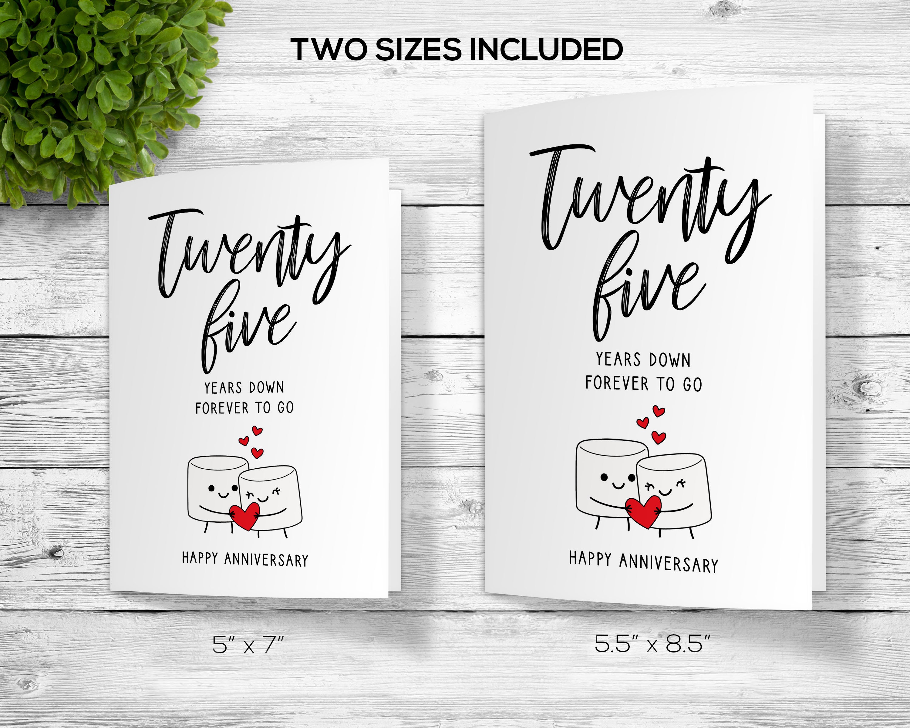 25th Anniversary Card, Printable Anniversary Card, Twenty-fifth ...