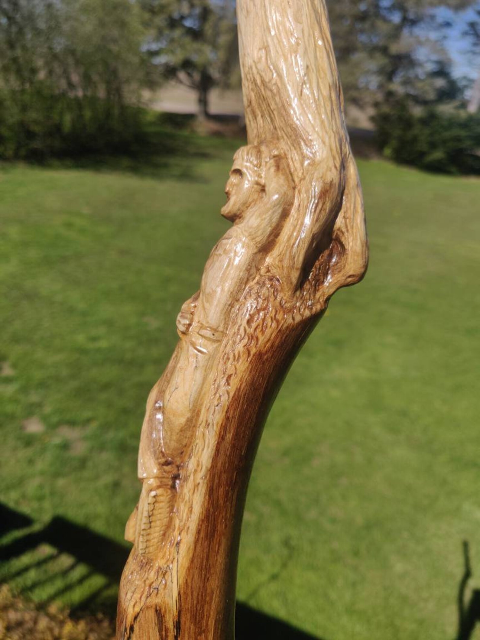 Pillow Root Hand Carved Walking Stick Hiking Stick Unique Etsy