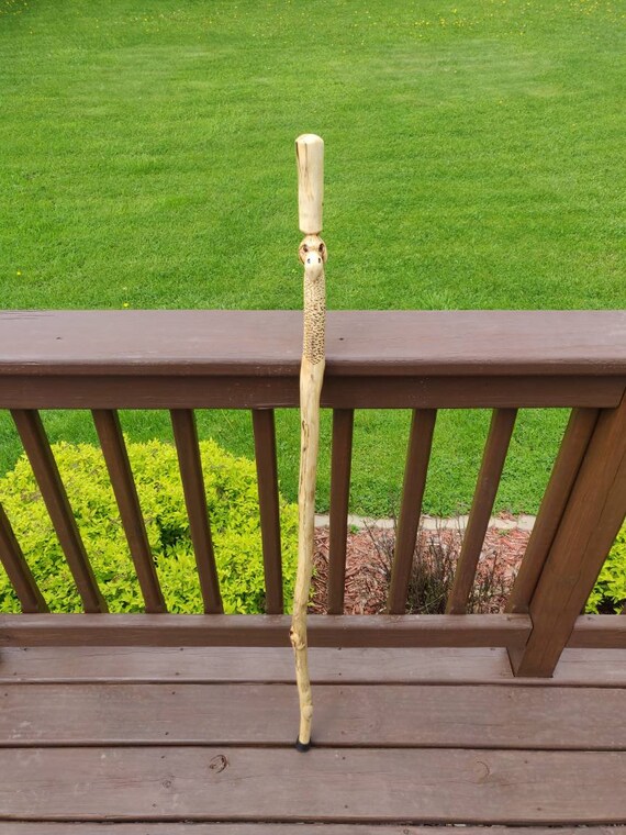 Hand Carved Made in Wisconsin Mobile Art Hiking Stick Red Star Walking Stick Unique Gift Idea