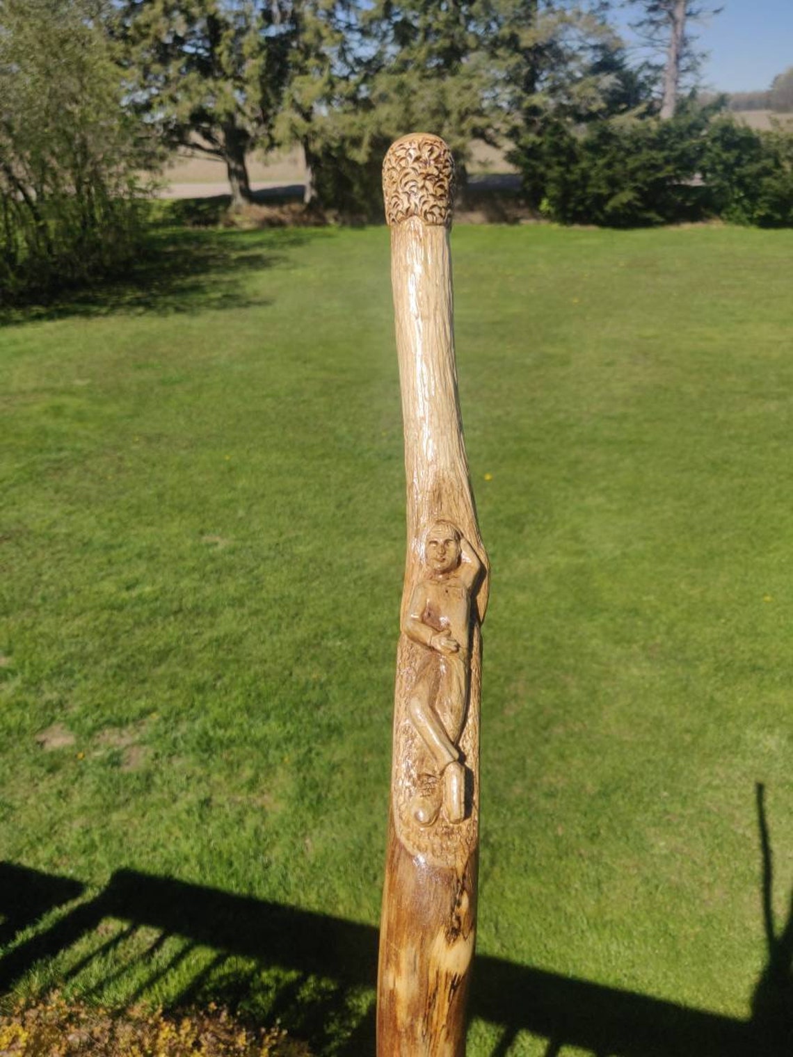 Pillow Root Hand Carved Walking Stick Hiking Stick Unique Etsy