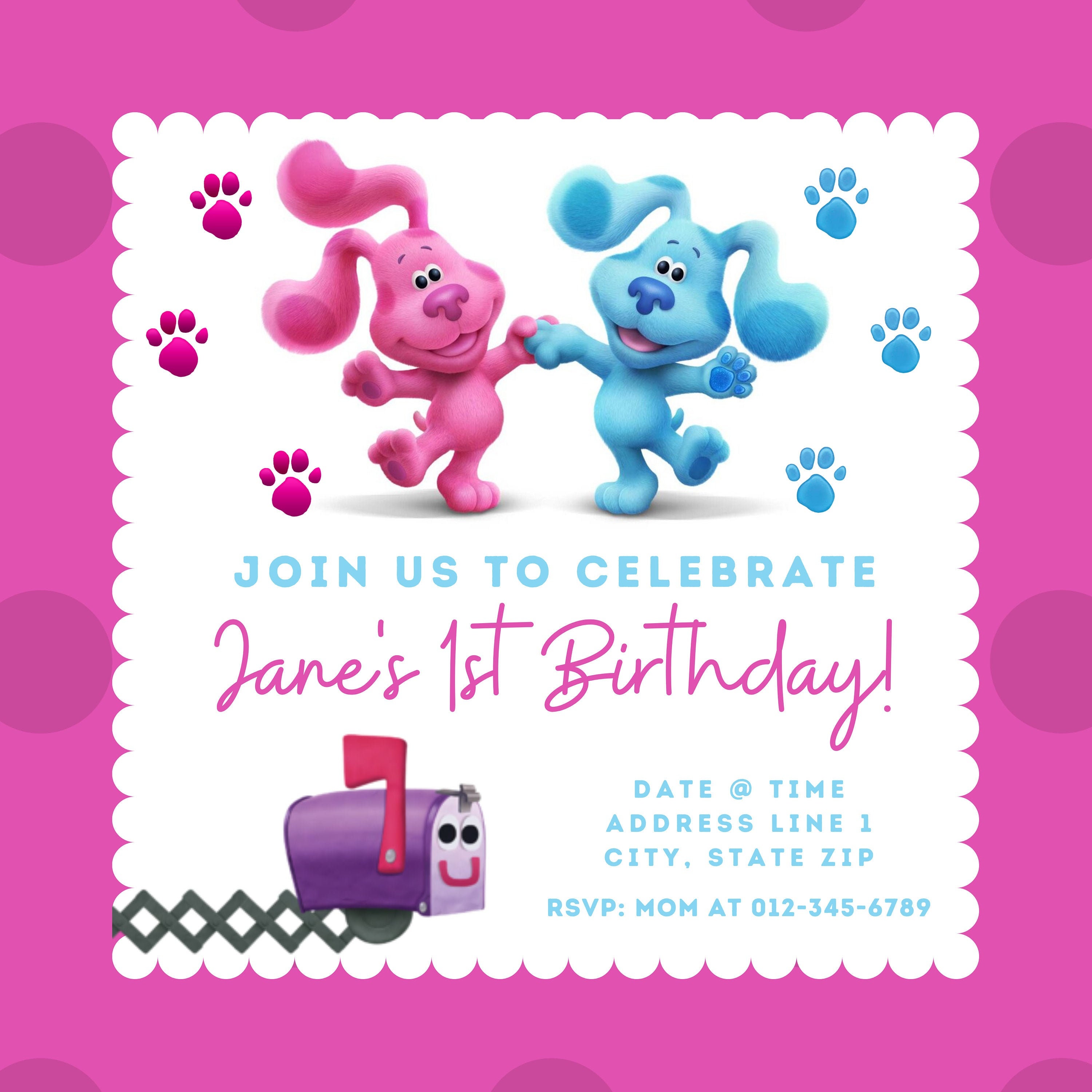 blue-s-clues-you-customizable-invitation-with-magenta-etsy