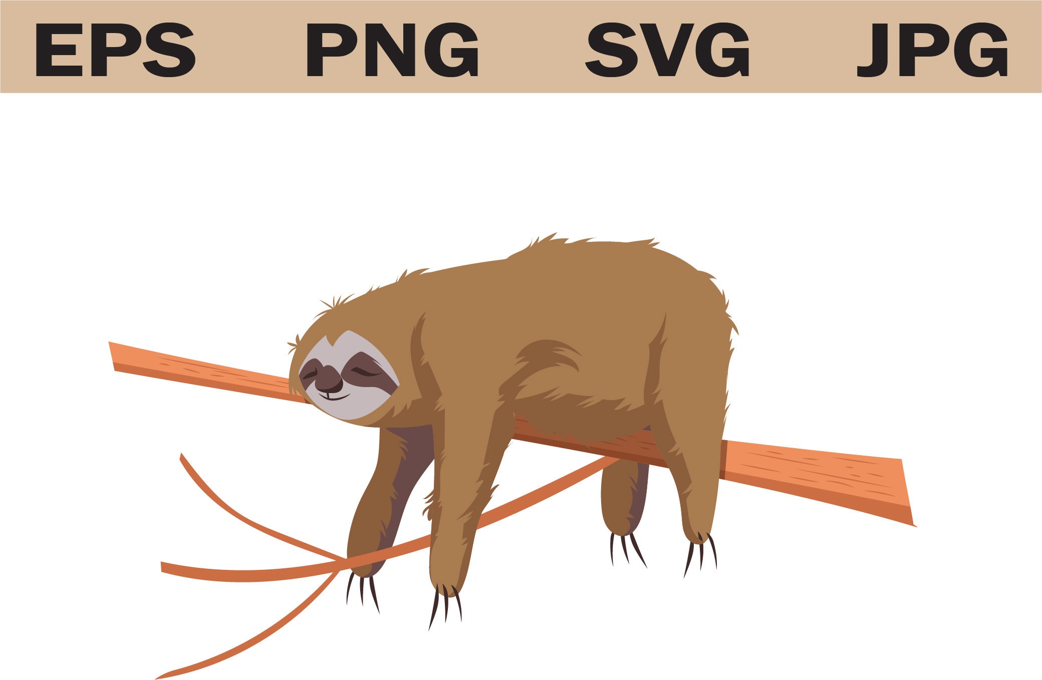 Sloth on Branch SVG, Chill Sloth, Cute Sloth SVG, Sloth Print, Sloth