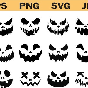 Pumpkin Face Halloween SVG, Halloween Clipart, Halloween Design, Halloween PNG, Scary Clipart, Halloween Crafts, Halloween Art, Pumpkin SVG
