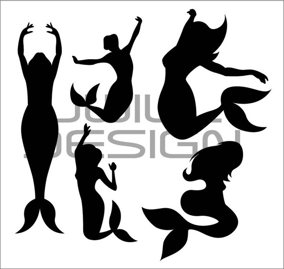 Mermaid Silhouette SVG 5 Mermaid SVG SVG Mermaid Prints | Etsy