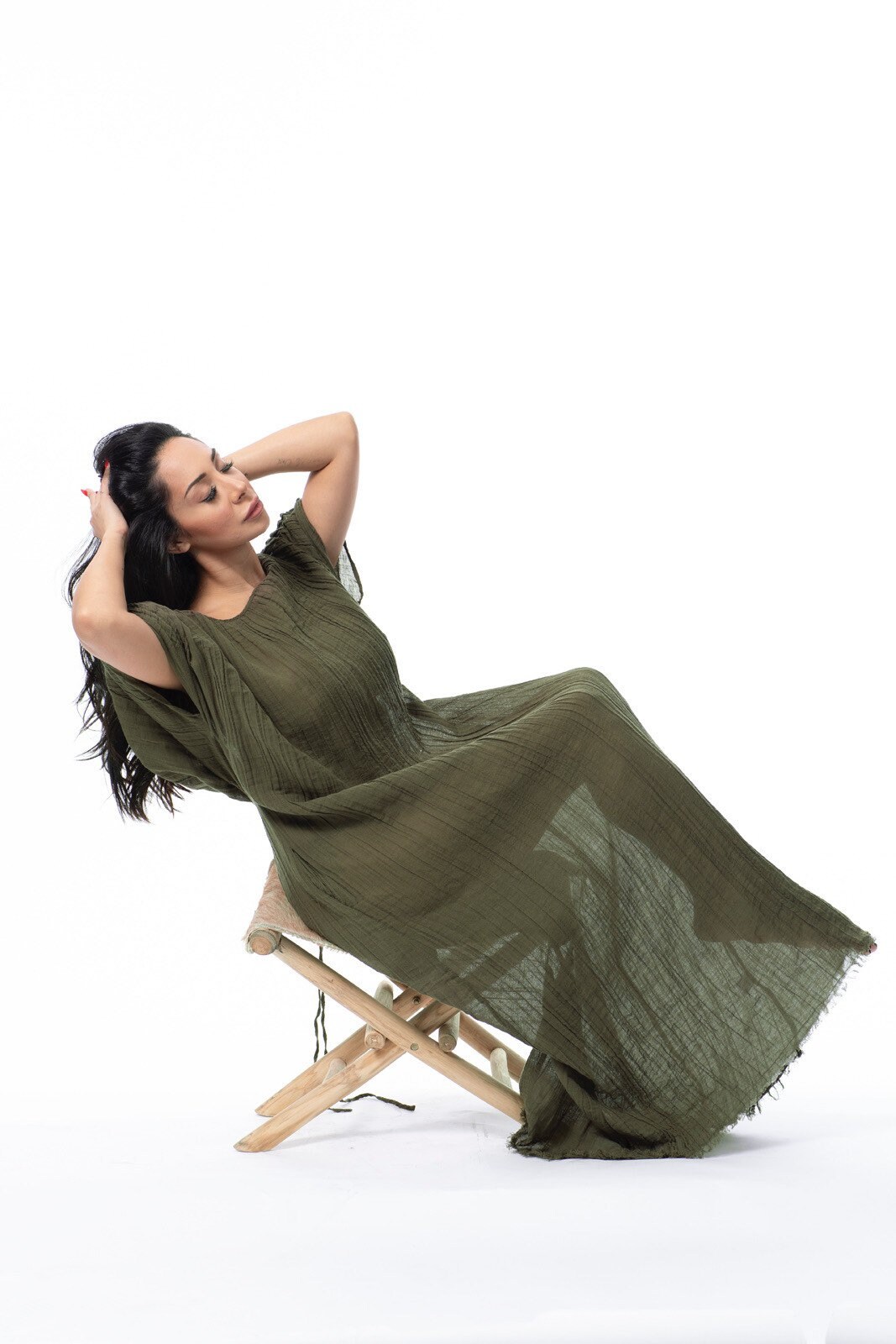 Flowy Maxi Olive Green Dress | Long Bohemian Style | Green Kaftan - Etsy