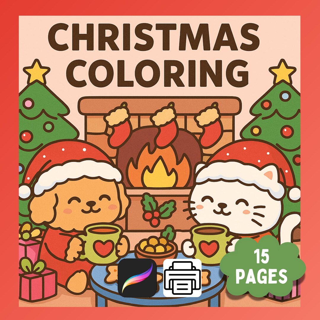 Christmas Coloring Book – Cute Cozy Holiday Pages – Relaxing Kawaii ...