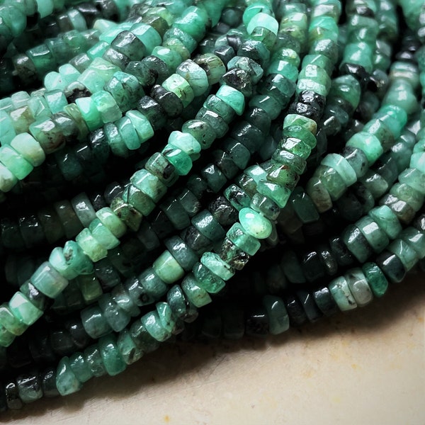 Strang Smaragd 4 mm Rondellen Edelstein Perlen für Kette Armband #s546 Emerald