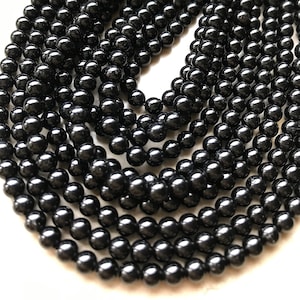Brin véritable Tourmaline 4 mm perles noires 39 CM pour collier bracelet #s619 nouveau!!! Tourmaline noire