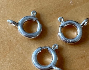 3 x 925 silver 6 mm spring ring clasp v548 3 clasps