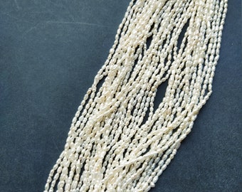 Strand of rice grain freshwater pearls, 2-3 mm nuggets, white cultured pearls #s217 New!! white