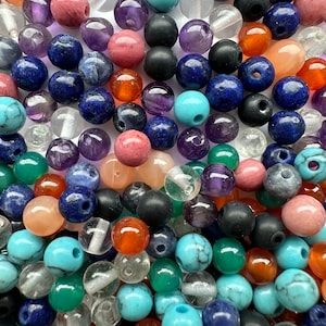 150 Beads Gemstone Beads Mix 4 mm Natural Stones Lapis Lazuli Onyx Carnelian Agate Rhodonite m456