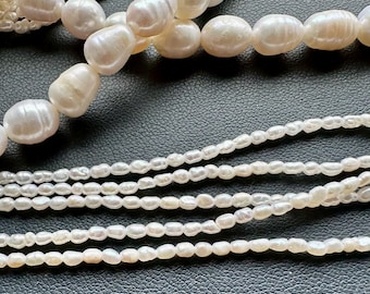 Strand Tiny Rice Pearls Freshwater Pearls 1.8 mm ~ 2.2 mm White Cultured Pearls #s282New!! white