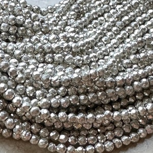 Strand Pyrite faceted 2 mm NEW !!! Silver coated for chain bracelet p774