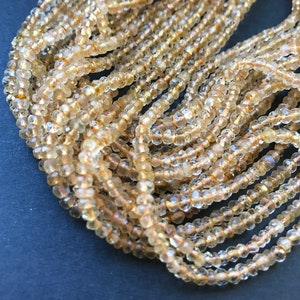 Strand Citrine 3 mm Rondelles Gemstone Beaded Chain Bracelet #c475