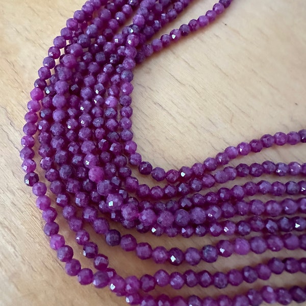 Strand of real ruby 3 mm very good quality gemstone 39 cm beads for chain bracelet #e512 red faceted