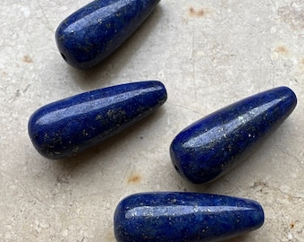 4 Lapislazuli Tropfen 20 mm lose Perlen Blau  Für Ohrringe Orhänger y946